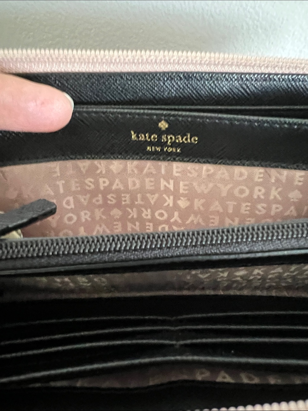 Kate Spade Rose Gold Glitter Zip-Around Wallet - Picture 7 of 11